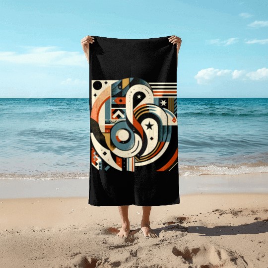 Vibrant Earth-Toned Abstract Star Beach Towels