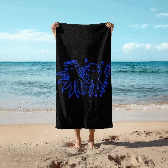 2 Octopus Devil Angel Heaven Hell Team Two Friends Beach Towels