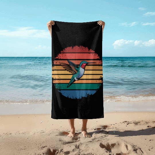Retro Vintage Hummingbird Lover Nature Gifts Beach Towels