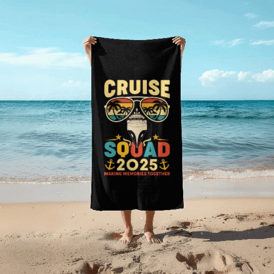 Cruise Squad 2025 Retro Vacation Gifts Beach Towels