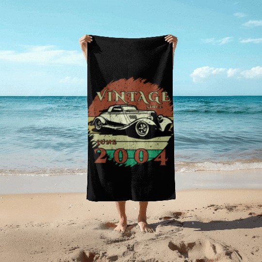 21st birthday Classic Car - Vintage since 06/2004 Beach Towels
