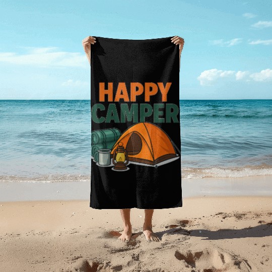 Happy Camper – Cozy Camping Vibes Beach Towels