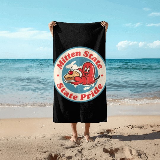 Great Lakes Charm Michigan Mitten Vintage Style Beach Towels