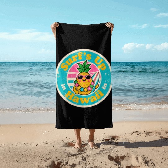 Aloha Vibes Pineapple Surfer Vintage Hawaiian Beach Towels