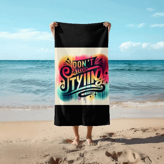 Vibrant Expressionist Typography Beach Towels