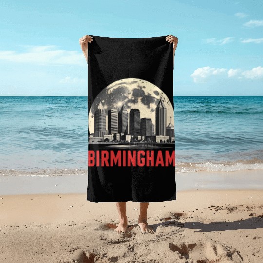Birmingham City Albm Skyline Full Moon Beach Towels