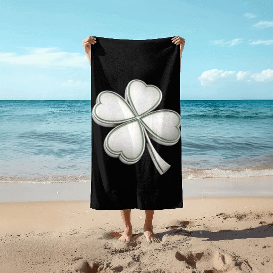Vibrant Shamrock Logo Celebrating Irish Beach Towels