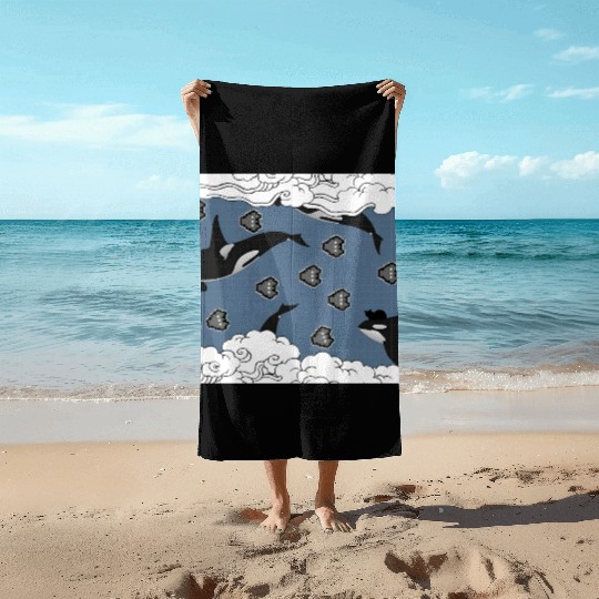 Orca Galaxy Patrol Beach Towels