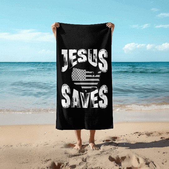 jesus saves usa Beach Towels