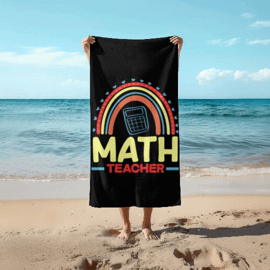 Math Teacher Rainbow Graphic Art Beach Towels