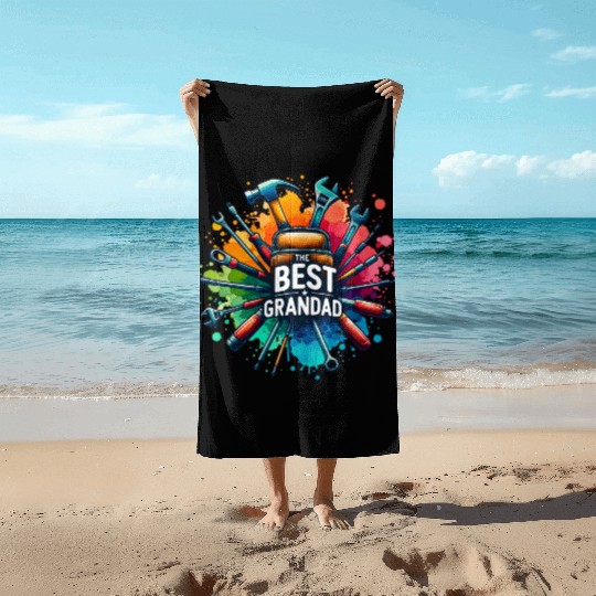 Best Grandad Ever tools design Beach Towels