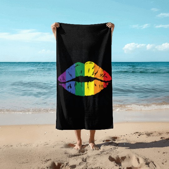 Gay Pride Kiss me i am gay Beach Towels
