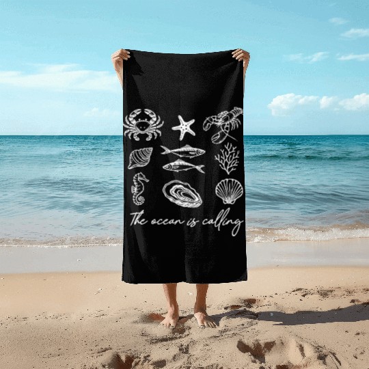 Summer vacation the ocean is calling Beach Towels