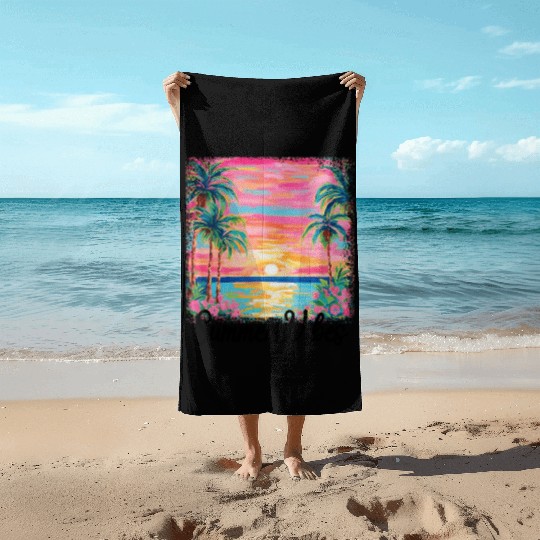 Summer Vibe Preppy Beach Beach Towels