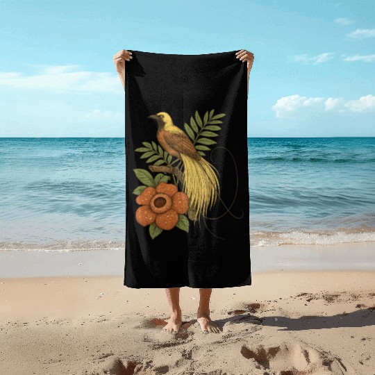 Bird of Paradise Rafflesia Beach Towels