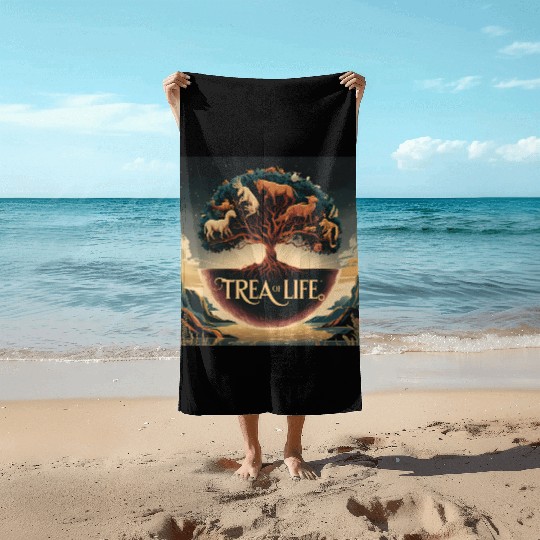 Sacred Tree of Life Beach Towels