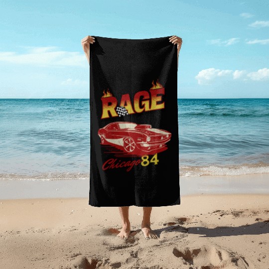 Vintage Rage Chicago 84 Muscle Car Art Beach Towels