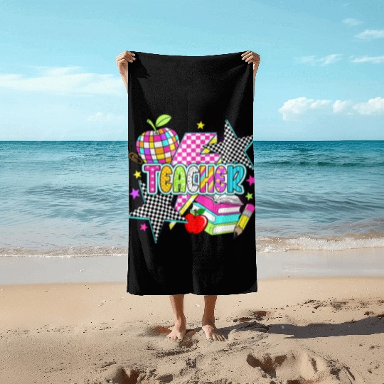 Retro Teacher Preppy Teacher Beach Towels