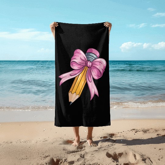 Teacher Coquette Bow Pencil Bow Beach Towels