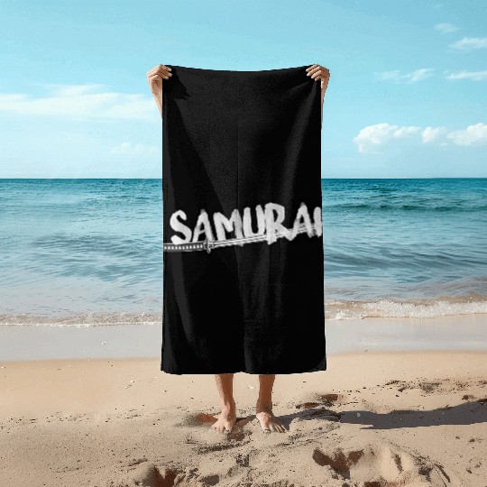 Samurai katana Beach Towels