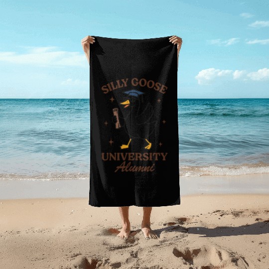 Silly goose university alumni Beach Towels