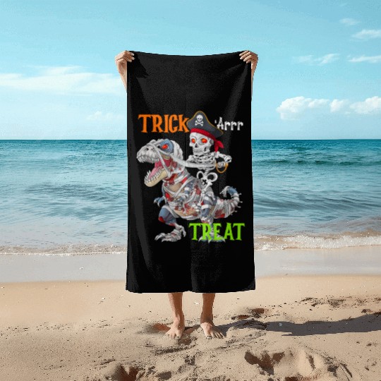 Halloween Mummy T rex Pirate Skeleton Trick Treat Beach Towels