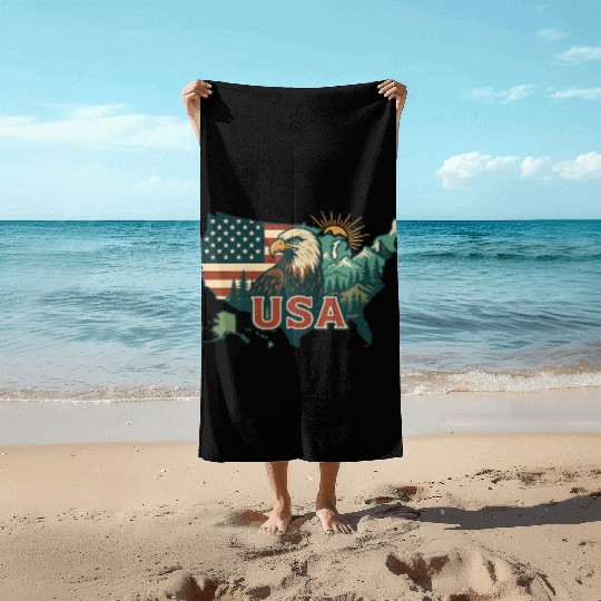 USA Eagle - Patriotic Beach Towels