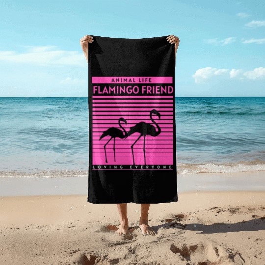 Flamingo Friend – Retro Animal Life Design Beach Towels