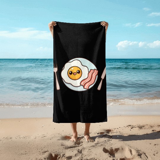 Whimsical Sunny Side Fried Egg Design Beach Towels