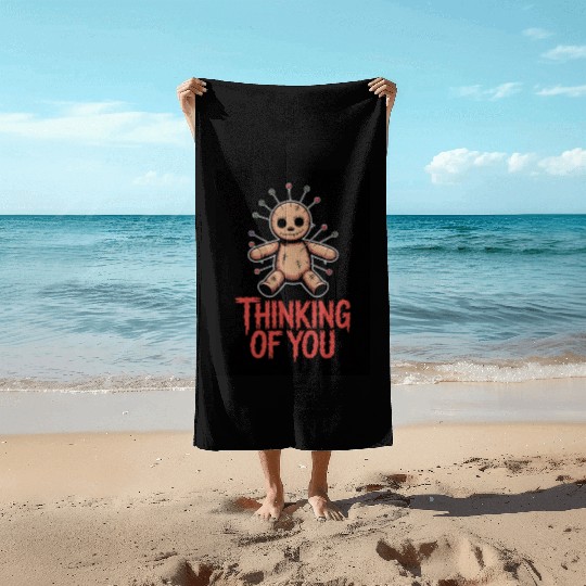 Voodoo Doll Humor – Thinking of You Dark Sarcastic Beach Towels