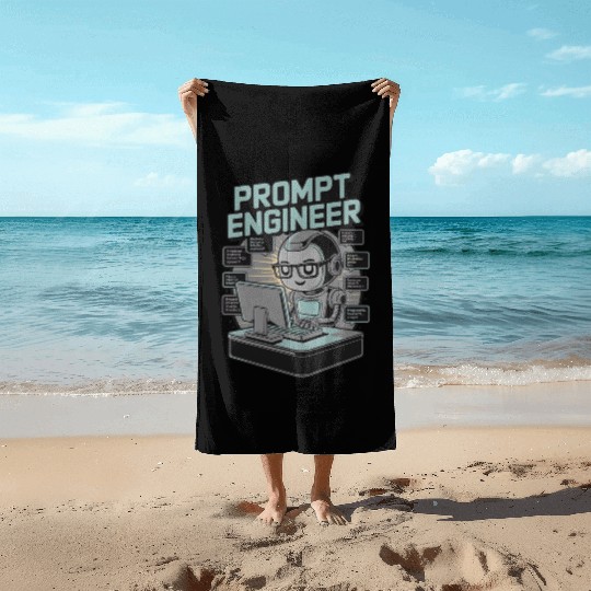 Prompt Engineer AI Robot Programmer Tech Nerd Beach Towels