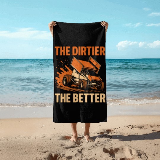Sprint Car Racing Dirt Track Speed Oval Race Beach Towels