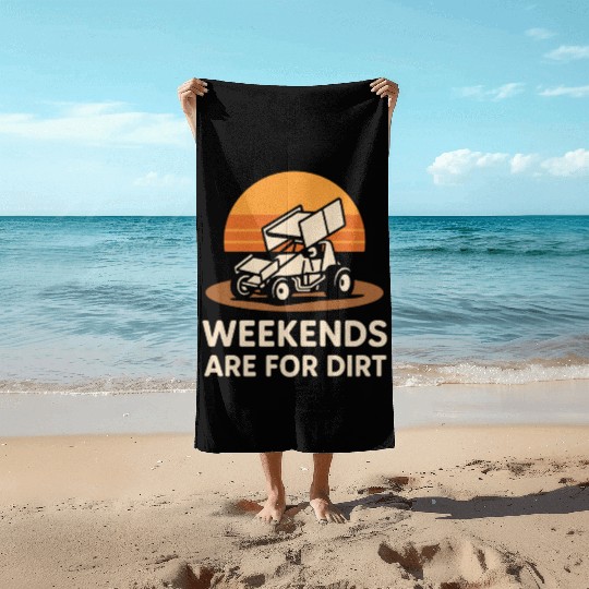 Sprint Car Racing Dirt Track Speed Oval Race Beach Towels
