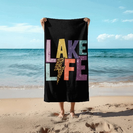 Lake Life bolt Beach Towels