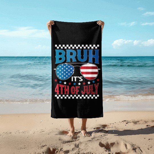 Bruh 4th of July Sunglasses US Flag Beach Towels