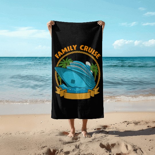 Family Cruise Ship Palm Trees Rope Beach Towels