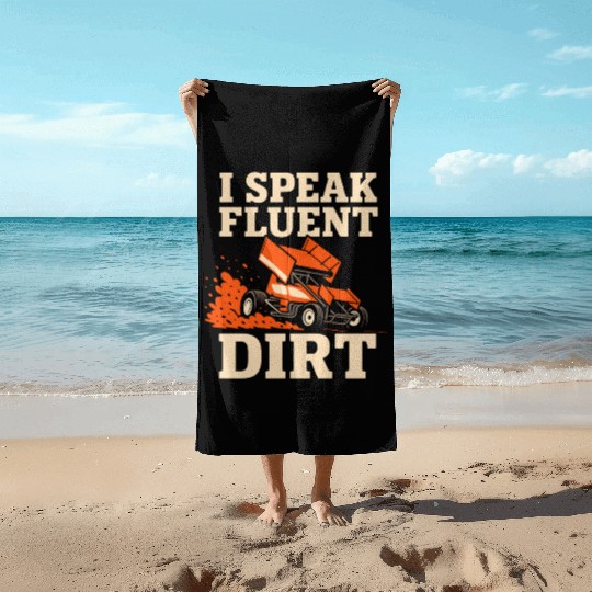 Sprint Car Racing Dirt Track Speed Oval Race Beach Towels