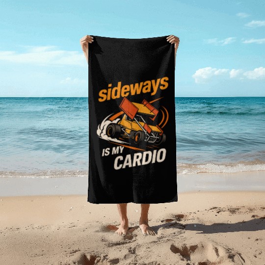 Sprint Car Racing Dirt Track Speed Oval Race Beach Towels