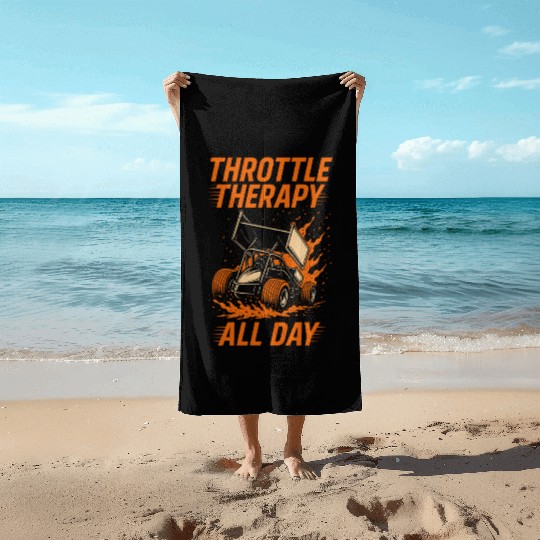 Sprint Car Racing Dirt Track Speed Oval Race Beach Towels