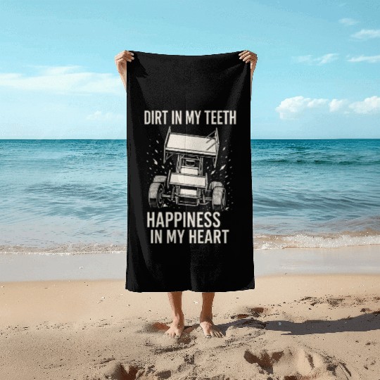 Sprint Car Racing Dirt Track Speed Oval Race Beach Towels