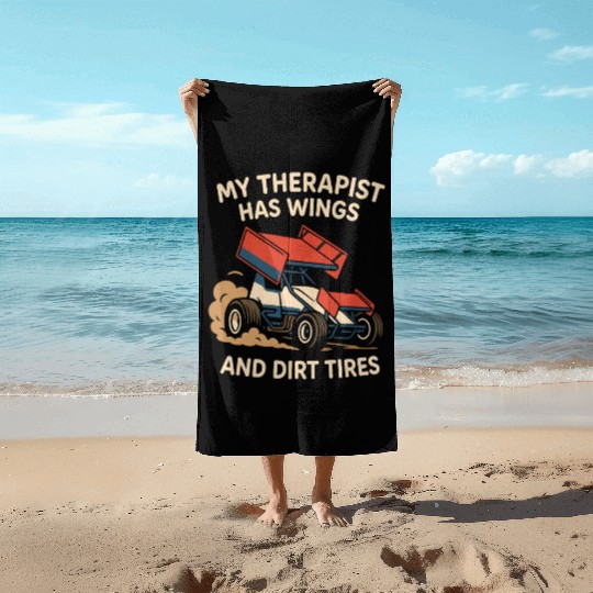 Sprint Car Racing Dirt Track Speed Oval Race Beach Towels