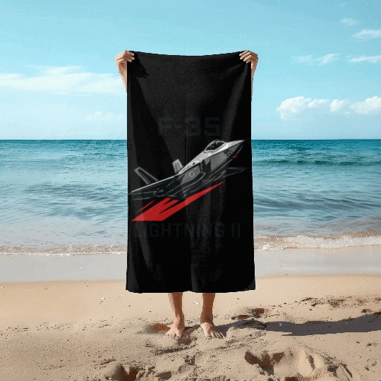 F-35 Lightning II Stealth Fighter Jet Art Beach Towels