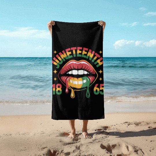 Juneteenth 1865 Rasta Lips Beach Towels
