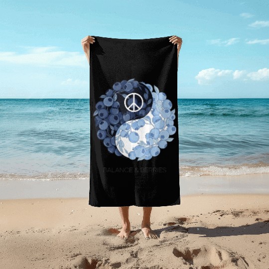 Balance & Berries – Yin Yang Blueberry Peace Desig Beach Towels