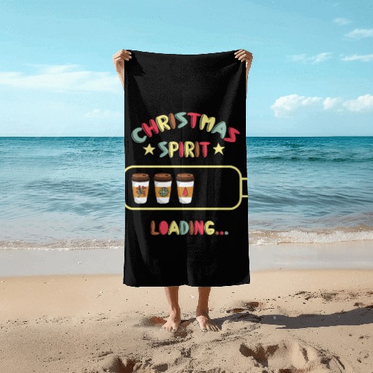 Christmas Spirit Loading X mas Coffee Beach Towels