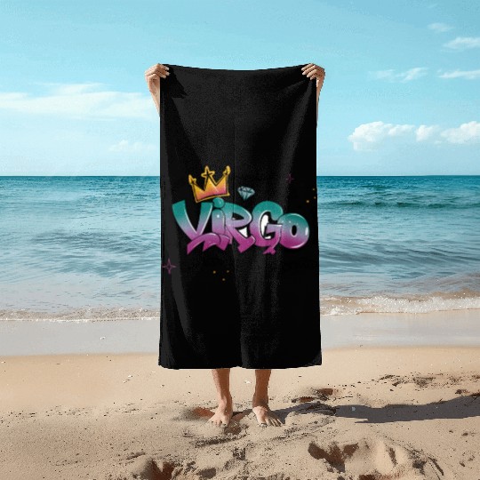 Virgo Graffiti Zodiac Art Beach Towels