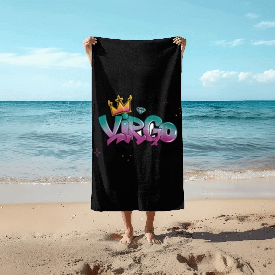 Virgo Graffiti Zodiac Art Beach Towels