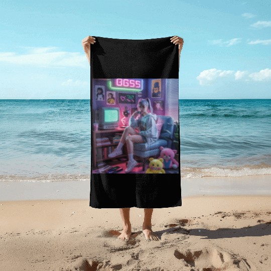 Y2K Gamer Girl Vibes – Retro Tech & Neon Room Aest Beach Towels