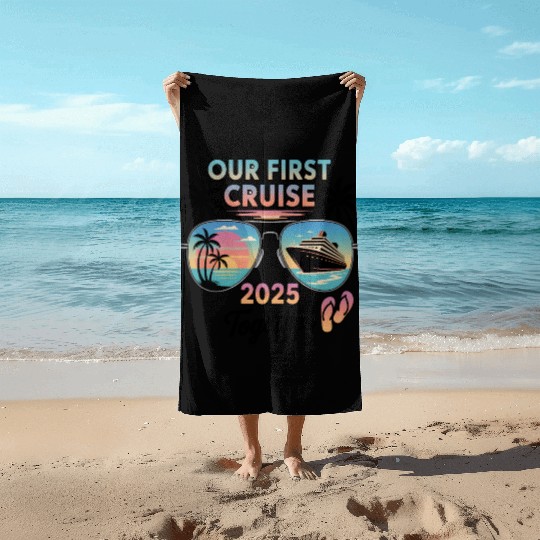First Cruise 2025 Sunset Sunglasses Design Beach Towels