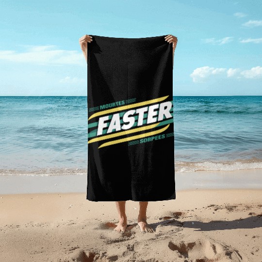 Faster Speed Stripes Retro Typography Beach Towels